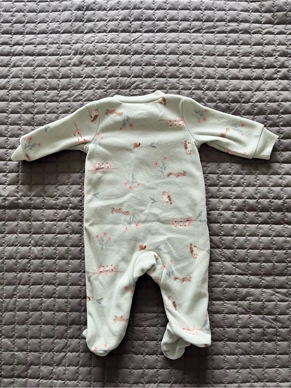 CARTER’S Mint Green Animal & Floral Fleece Onesie | 3 Month